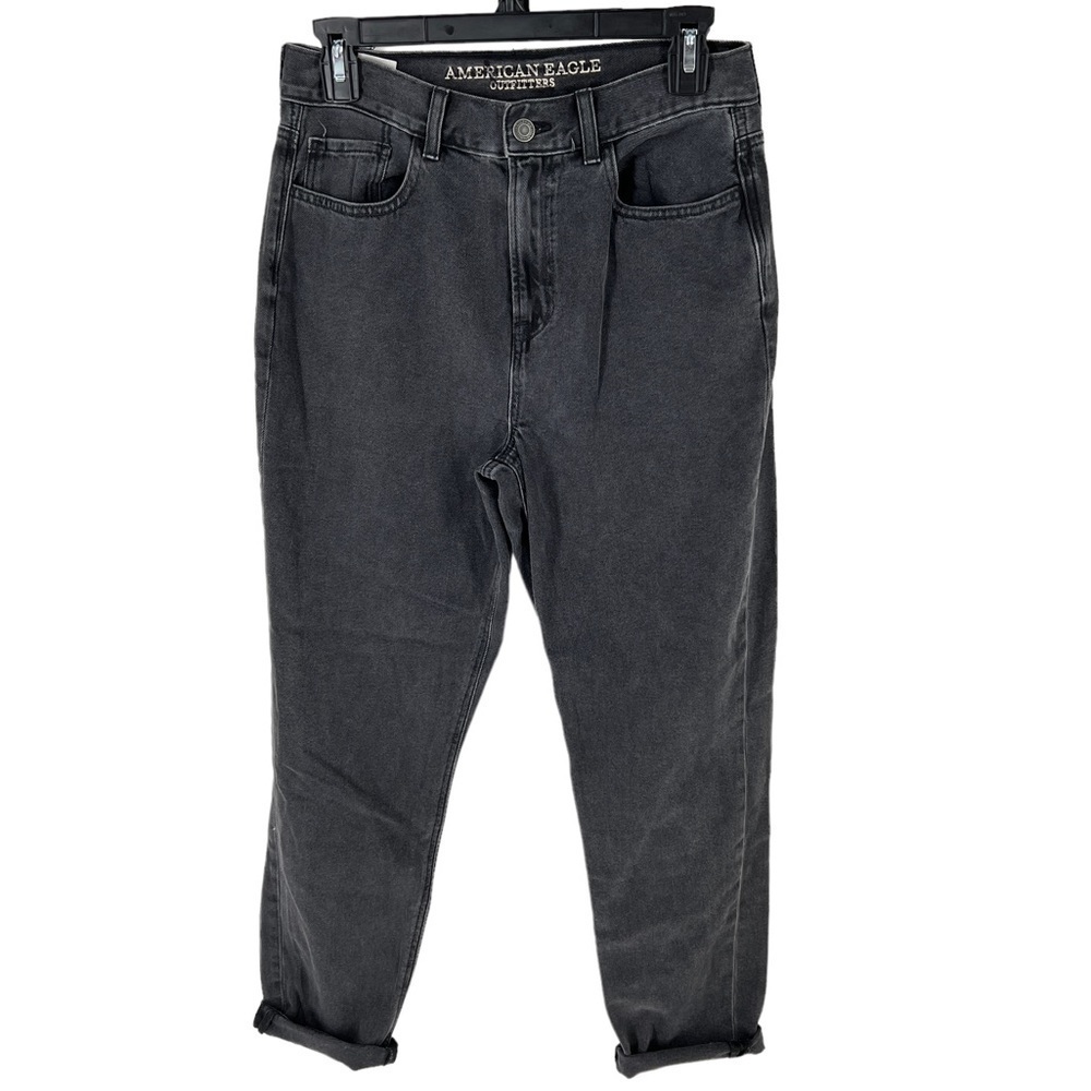 American Eagle Black High Rise Mom Jeans Loose Straight Leg